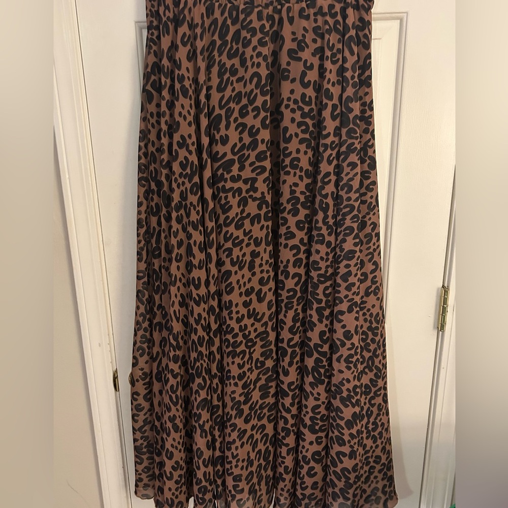 Chicwish Brown and Black Animal Print Maxi Skirt